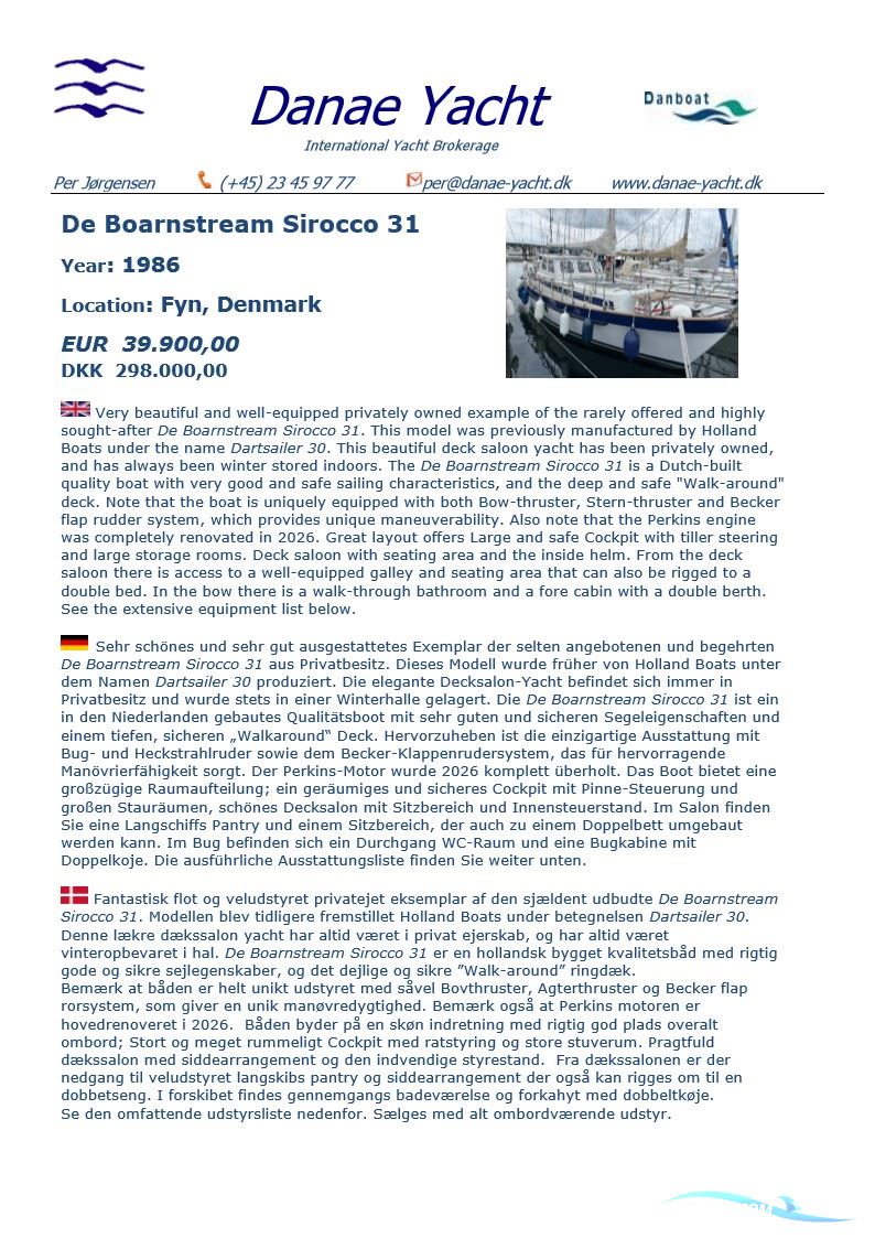 De Boarnstream Sirocco 31 Decksalon