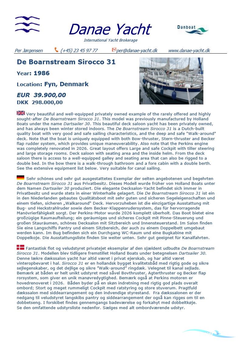 De Boarnstream Sirocco 31 Decksalon