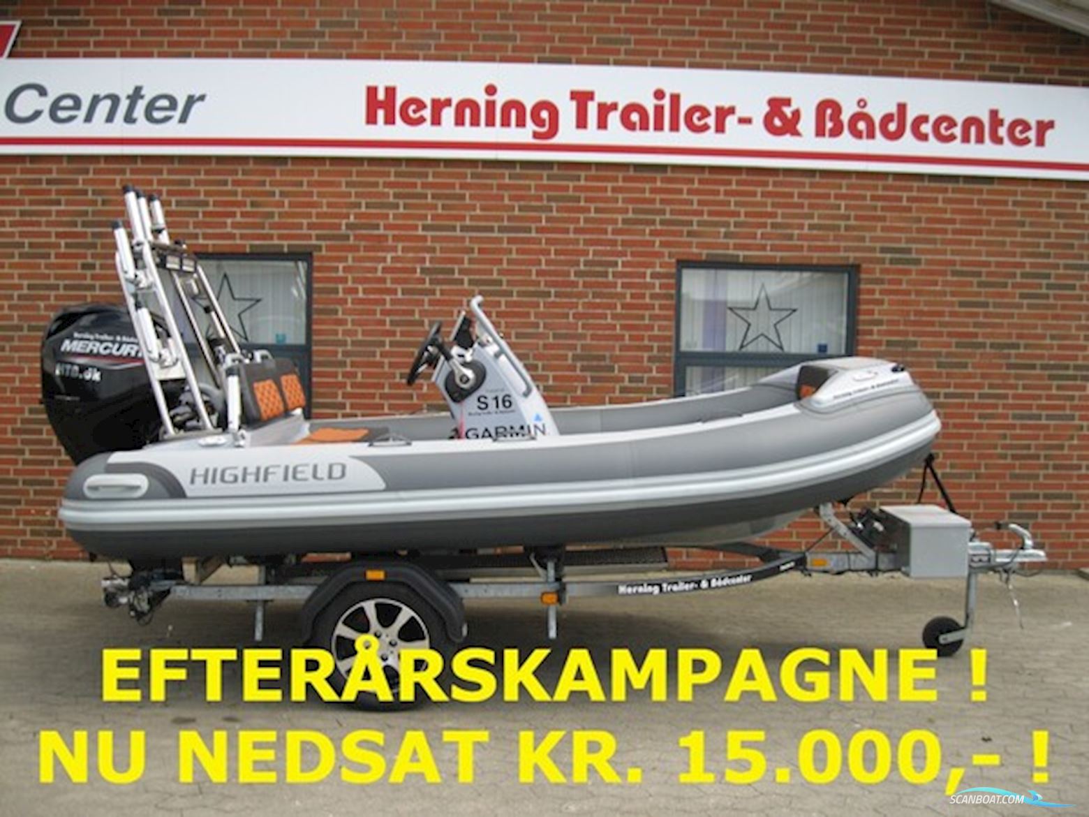 Highfield CL380DL m/Mercury F60 hk Efi 4-Takt og Brenderup Trailer - NU Nedsat KR. 15.000,- ! Rubberboten en ribs 2025, met Mercury motor, Denemarken