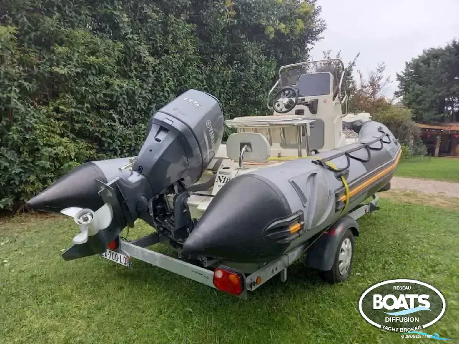 Zodiac Open Pro 550 + Remorque Rubberboten en ribs 2014, met Yamaha motor, France