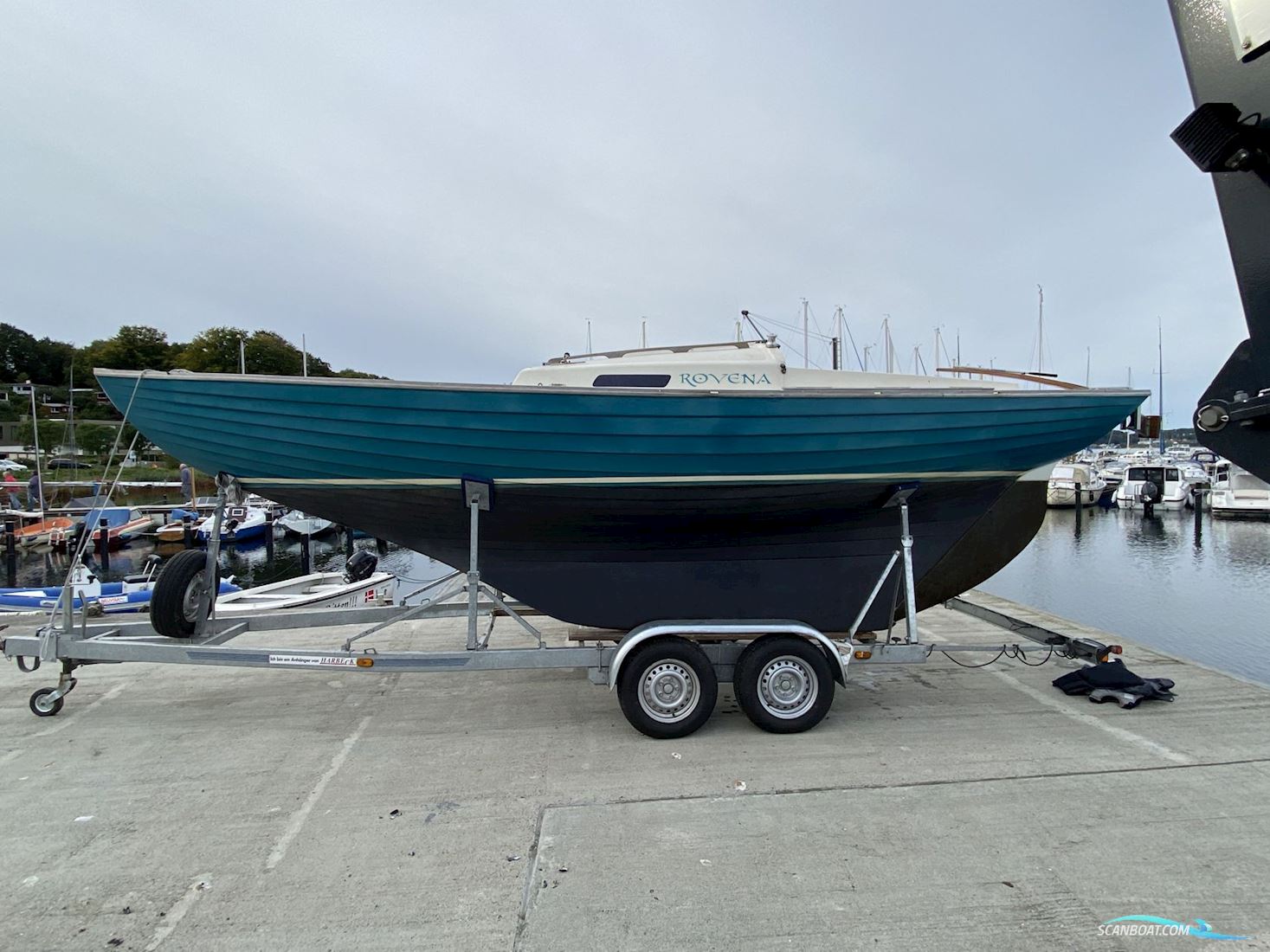 Folkeboot mit Harbeck Trailer Sailingboat 1978, with Suzuki engine, Germany