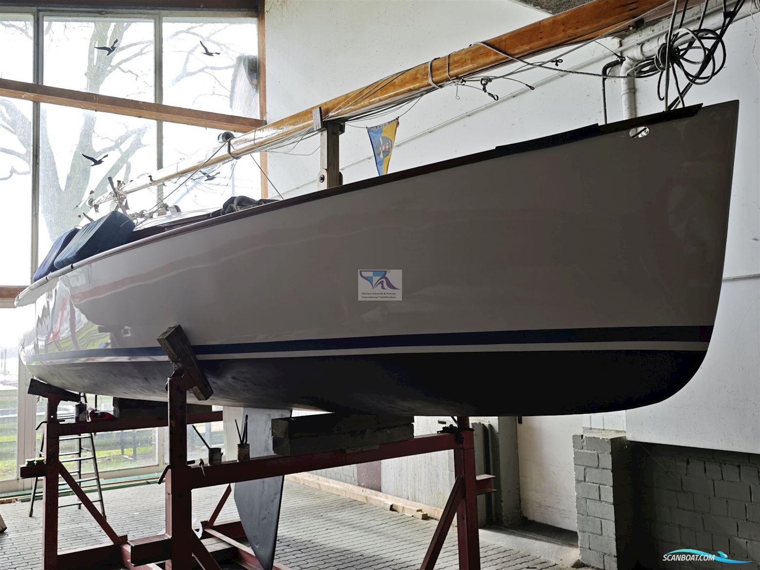 Hatecke 20ziger Jollenkreuzer Sailingboat 1960, with Yamaha 60 ML engine, Germany