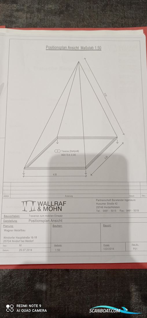 Traverse für Yachten mit Statik ,UVV 10 t 