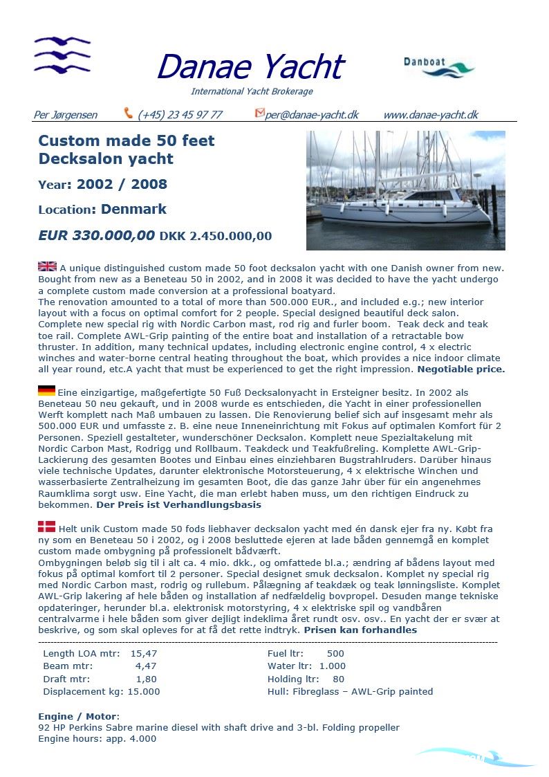 Beneteau 50 - Custom Made Decksalon