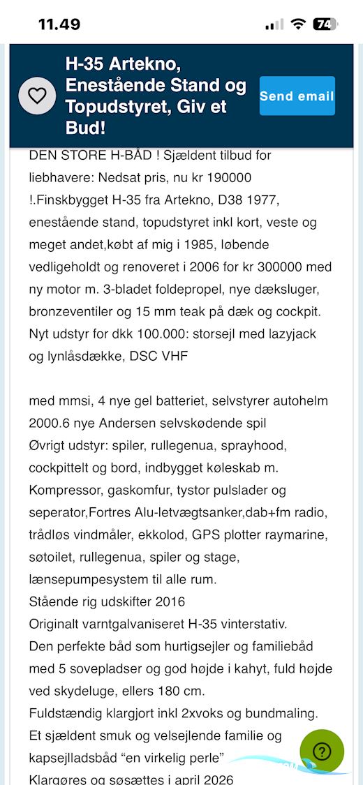 H-35 Artekno, Enestående Stand og Topudstyret, Giv et Bud!