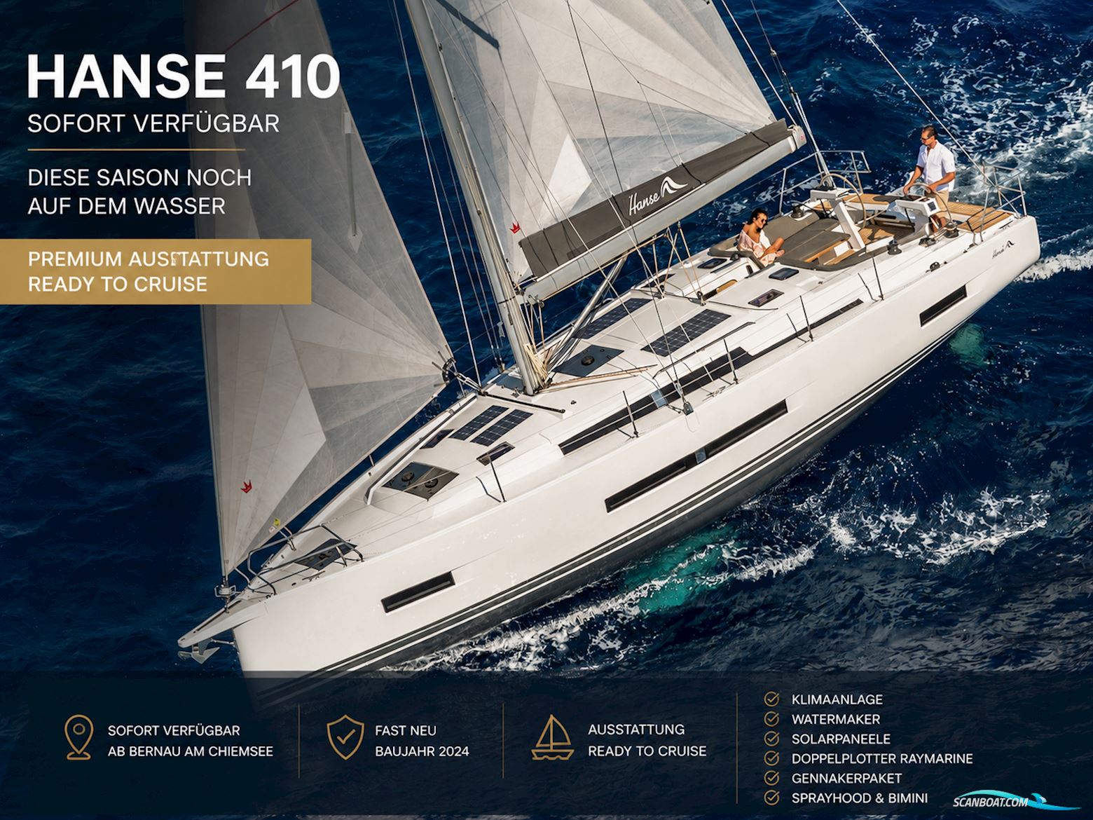 Hanse 410 Segelbåt 2024, med Yanmar 3JH40 motor, Tyskland