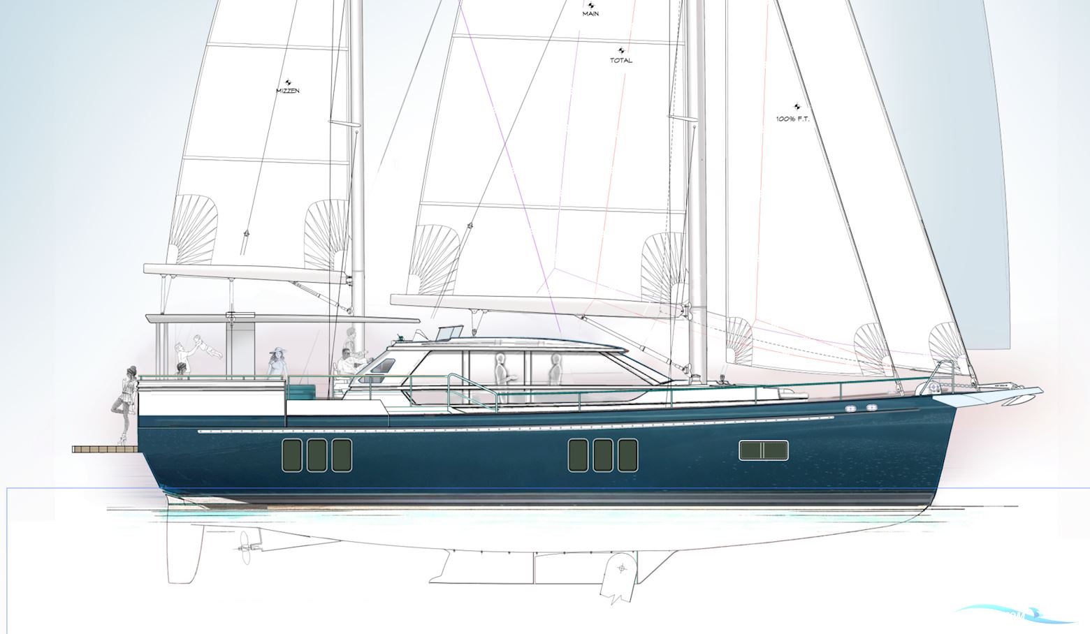 60 ft Ketch Hybrid-Powered Shallow Water, Lifting Keel