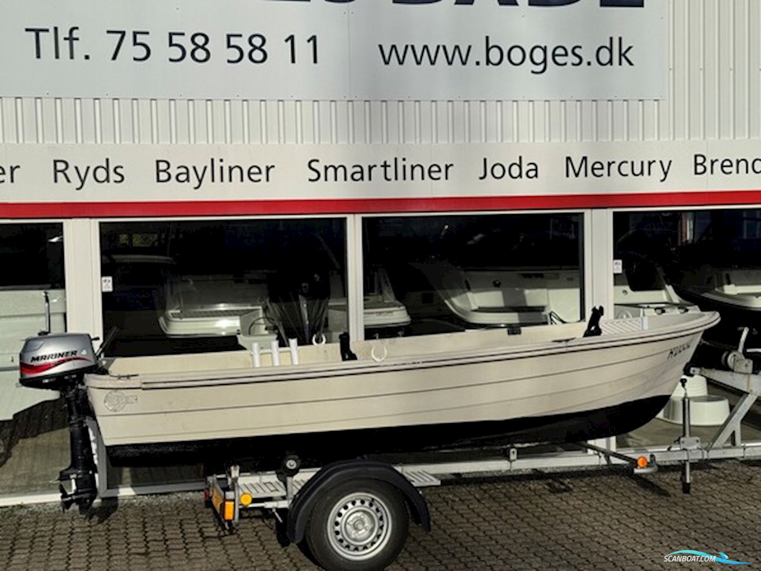 Mørbas 14 Jolle Med 4 hk Mariner 4-Takt og Brenderup 400 kg Bådtrailer. Småbåt 2025, Danmark