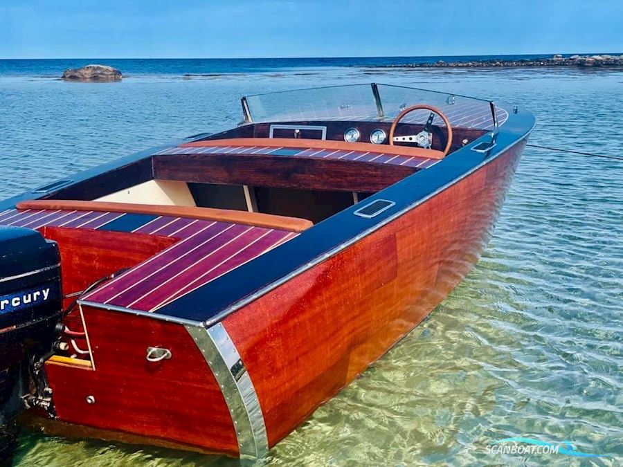 Custom Mahogni Runabout Speedbåd 2023, med Mercury Thunderbolt motor, Danmark
