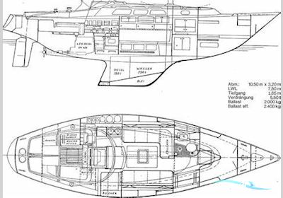 Asmus KG Yachtbau Hanseat 70 Zeilboten 1971, met Mercedes OM 636 motor, Duitsland