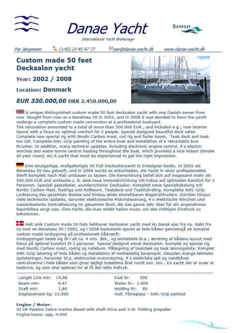 Custom Build 50 Feet Decksalon Yacht